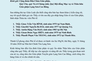 GP.Lạng Sơn - Thông báo Tiến chức Phó Tế