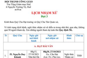 TGP.Huế - Thông báo Lịch Nhậm Xứ của quý Linh mục Tân Quản xứ (Đợt 3)