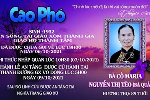 TGP.Sài Gòn - Cáo phó: bà cố Maria - thân mẫu Lm Phụ tá Giáo xứ Tam Hà - qua đời ngày 6-10-2021