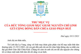 TGP.Huế - Thư Mục Vụ gửi cộng đồng dân Chúa Giáo phận Huế ngày 18.11.2021