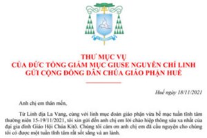 TGP.Huế - Thư Mục Vụ gửi cộng đồng dân Chúa Giáo phận Huế ngày 18.11.2021