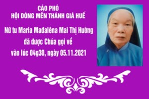 TGP.Huế - Cáo phó của Hội Dòng Mến Thánh Giá Huế: Nữ tu Maria Mađalêna Mai Thị Hường