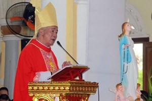 GP.Vinh - Đức Giám mục Anphong cử hành Lễ Lá khai mạc Tuần Thánh 2021