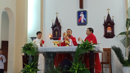 GP.Hưng Hóa - Đức cha Phêrô Nguyễn Văn Viên cử hành Lễ Lá - Khai mạc Tuần Thánh tại giáo xứ Phú Hữu