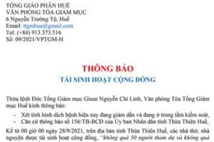 TGP.Huế - Thông báo tái sinh hoạt cộng đồng tại TGP Huế