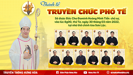 GP.Hưng Hóa - Trực tuyến - Thánh lễ Truyền chức Phó tế tại nhà thờ Chính toà Sơn Lộc, ngày 30.03.2022