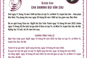 GP.Bắc Ninh - Cáo phó và tiểu sử cha Đaminh Bùi Văn Sáu