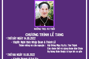 TGP.Sài Gòn - Cáo phó: bà cố Catarina - thân mẫu Lm. Giuse Bùi Văn Quyền - qua đời ngày 14-5-2022; An táng 17-5-2022